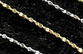 Tinsel or Nugget Chain, Sterling Silver & Gold Plated on SS, 1mm thickness, 18"