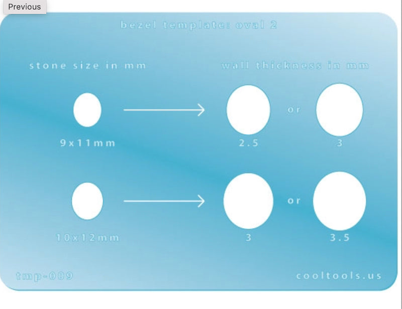 Bezel Template Oval gemstone bezel creation, 6x8 and 8x10 mm stones