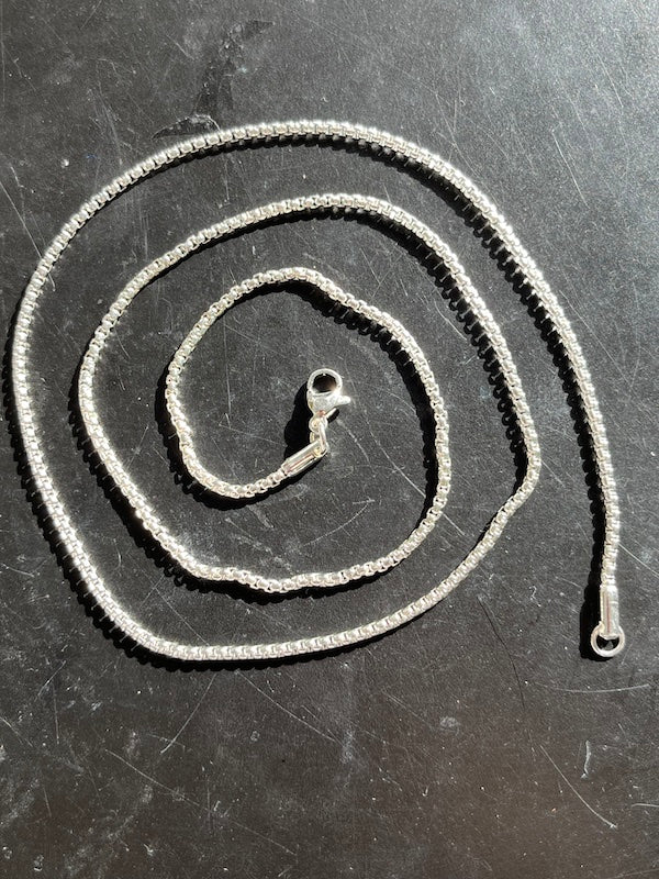 Box Chain, Sterling Silver Plated - Various lengths 2mm width