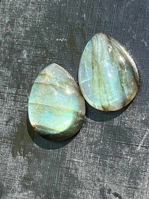 Labradorite Cabochons - Teardrops- matched pairs