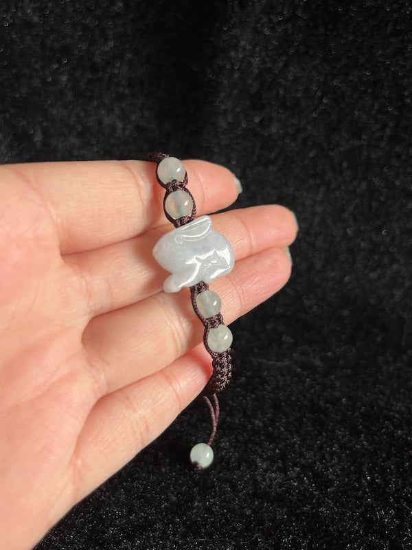 Red String Bracelet Style Jadeite Rabbit and accent beads