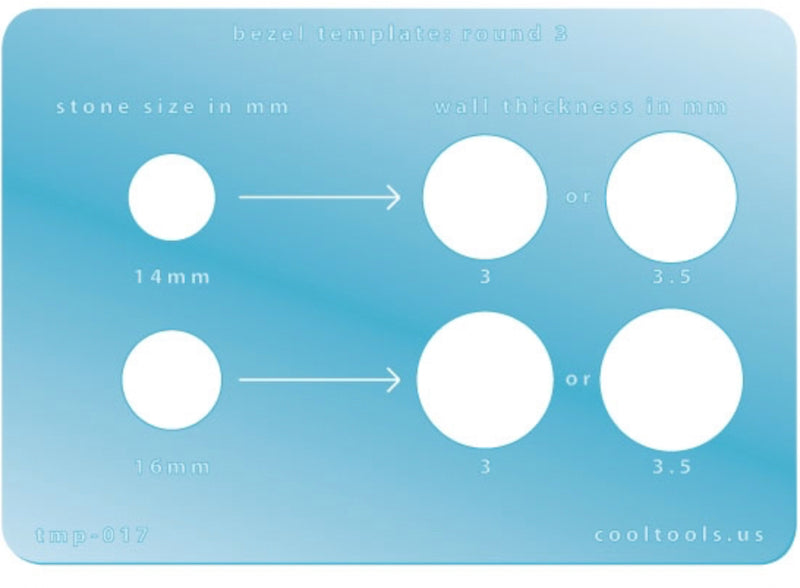 Bezel Template Round gemstone bezel creation, 14 and 16 mm stones