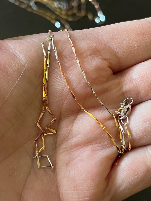 Bamboo link Sterling Silver chains, 1mm thickness, 18"