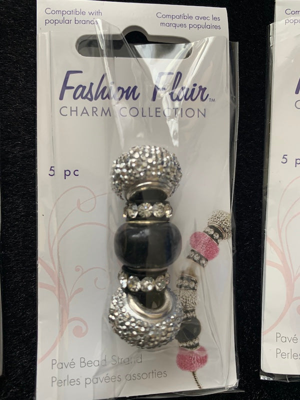 Bead, glass & metal big hole bling beads