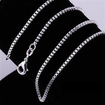 Box Chain, Silver Plated - 1mm width Various Sizes