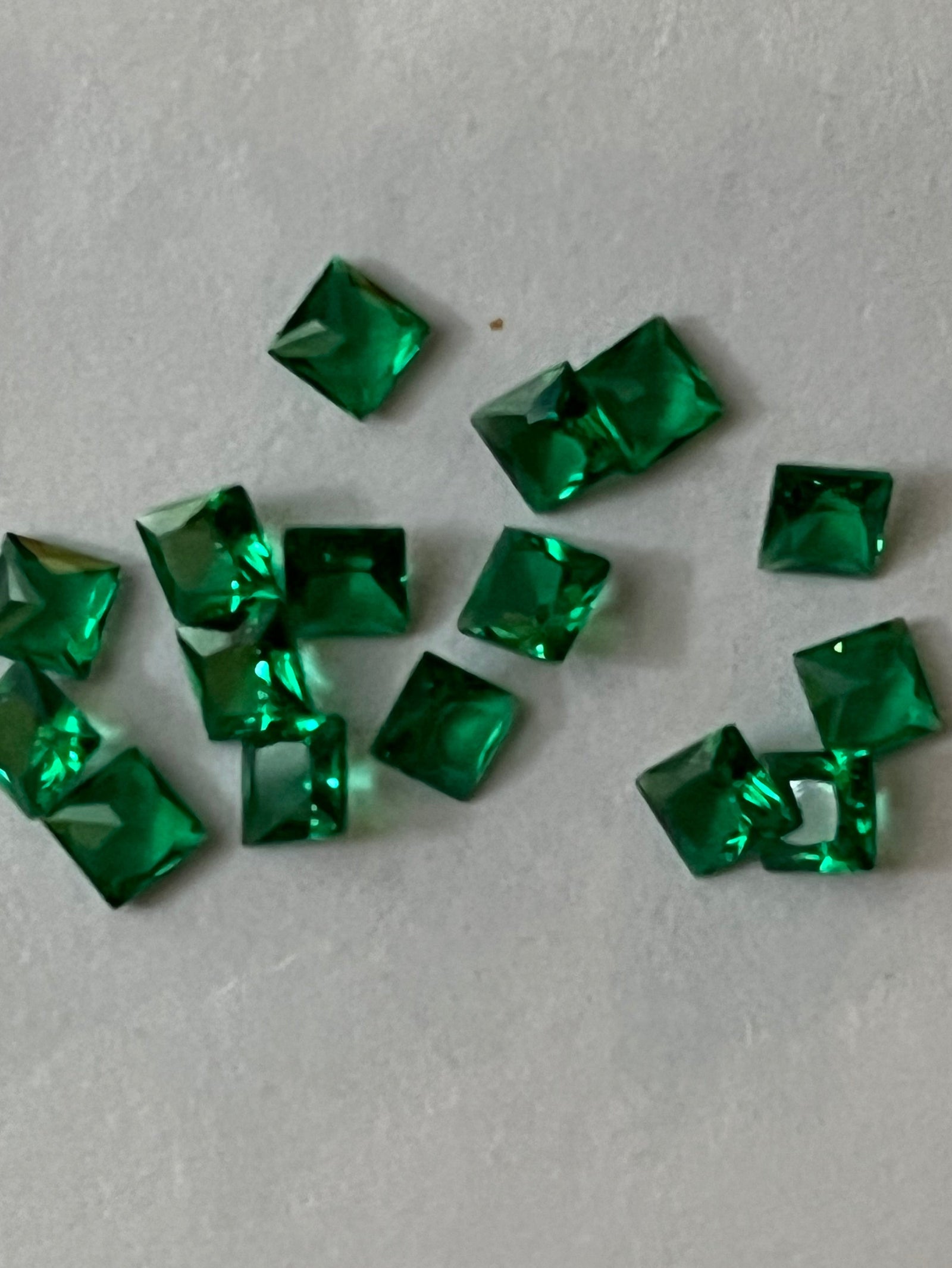 Emerald Square / Princess Cut Gems Lab Created Nano 3mm & 5mm (5pc)