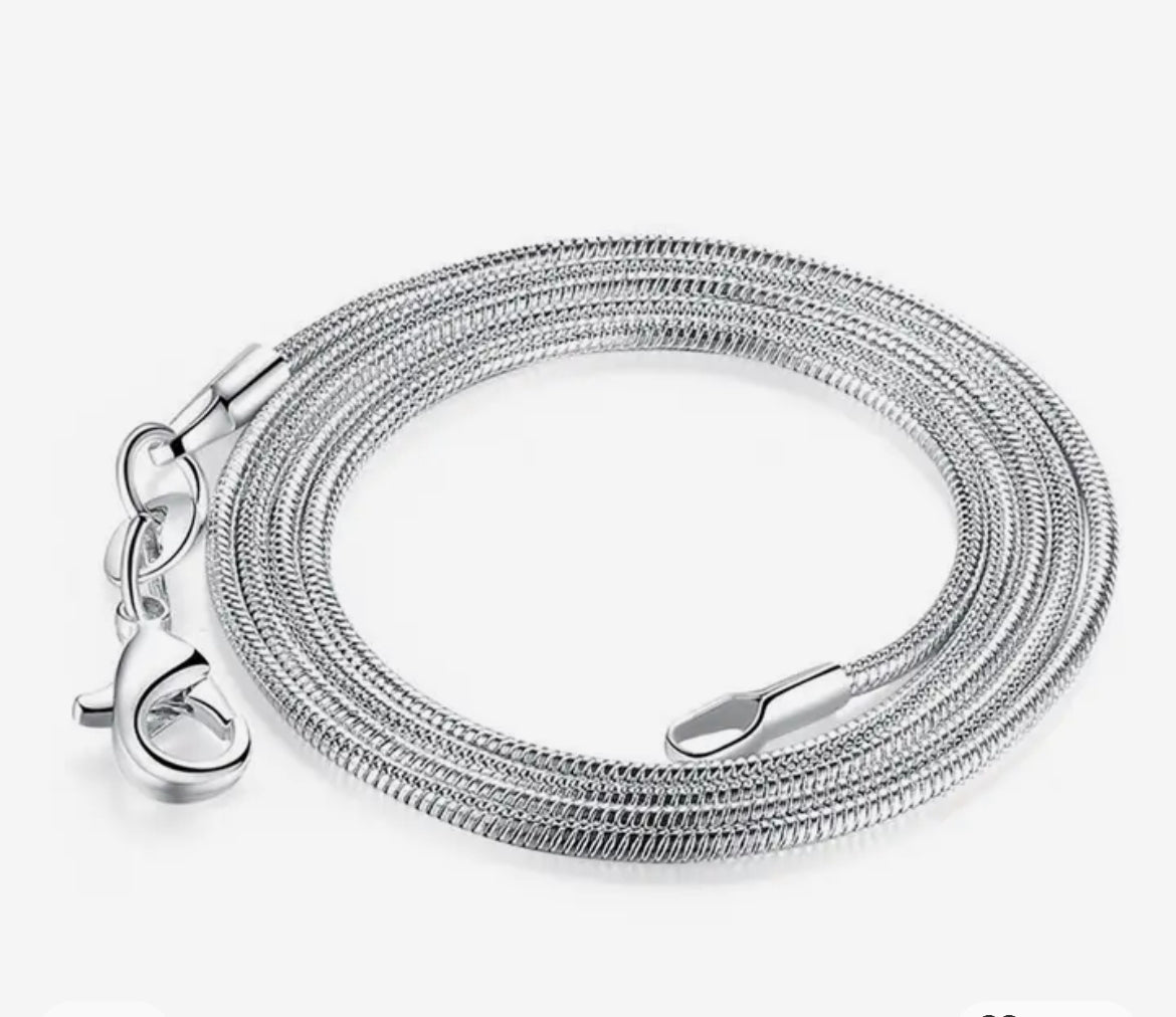 Solid 2mm thick 16 inch long silver plated snake chains Metal