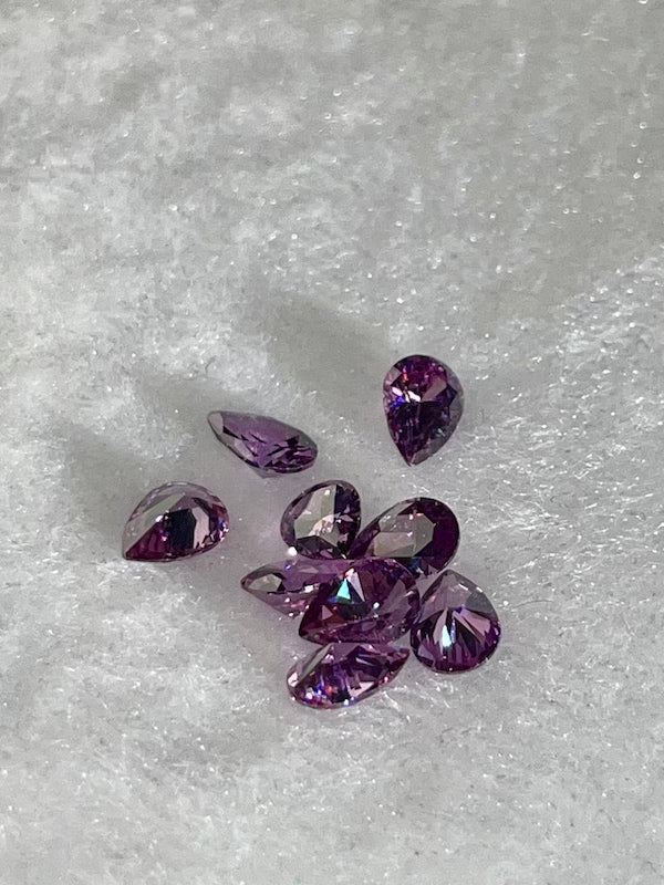 Cubic Zirconia Amethyst Purple Pear - 2 sizes (5pc)