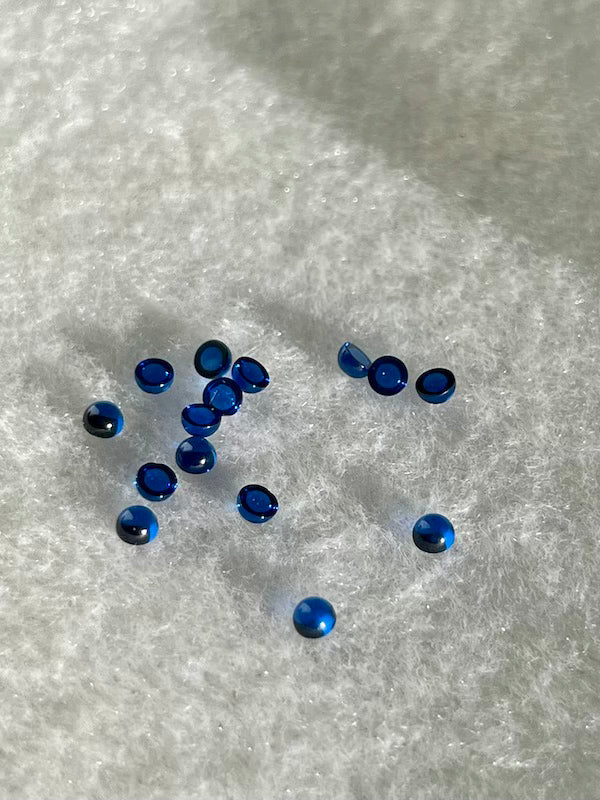 Spinel Dark Blue Sapphire Round Lab created Cabochons, dome with flat back, 5pk