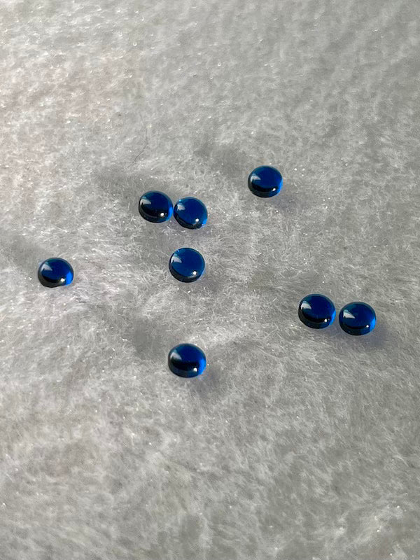 Spinel Dark Blue Sapphire Round Lab created Cabochons, dome with flat back, 5pk