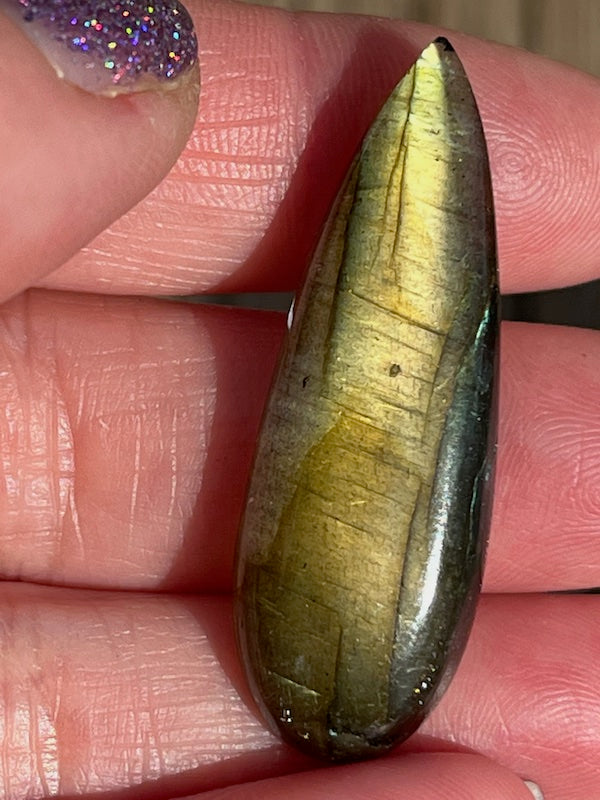 Labradorite Teardrop, Pear Cabochons with varing Blue, orange, yellow and purple flash.