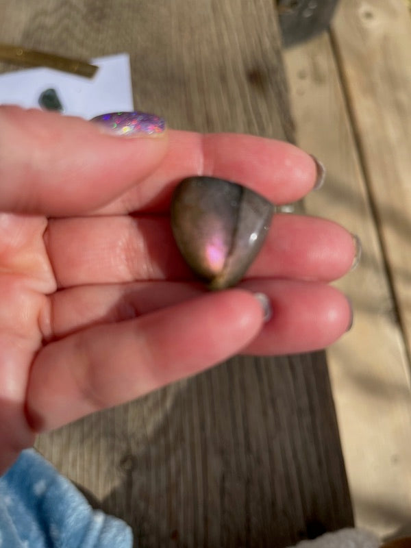 Labradorite Cabochons with Blue, orange, yellow and purple flash.