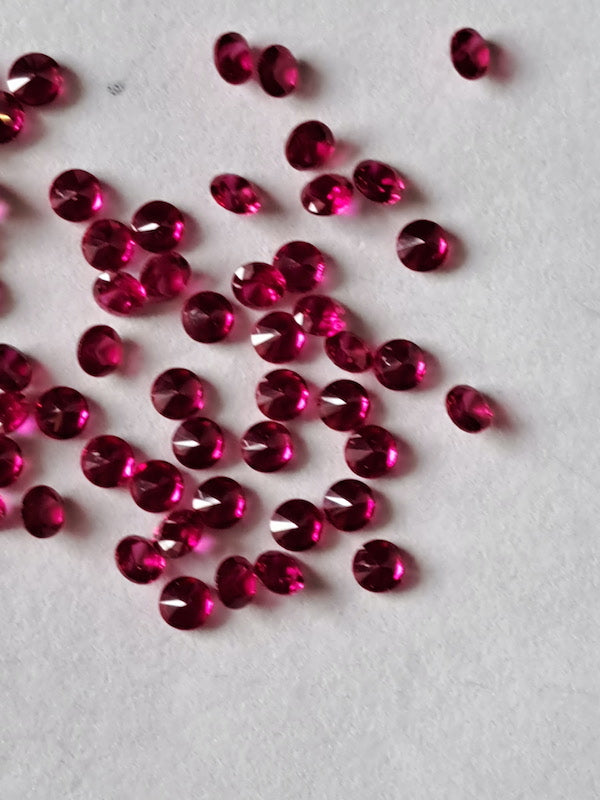 Lab Ruby Round faceted stones 3mm 5pack