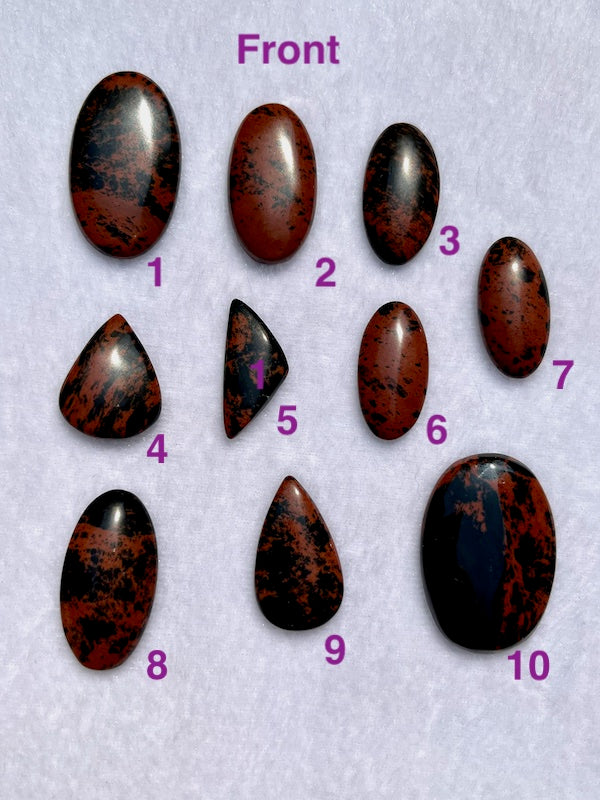 Mahogany Obsidian cabochons in a variety of sizes and shapes