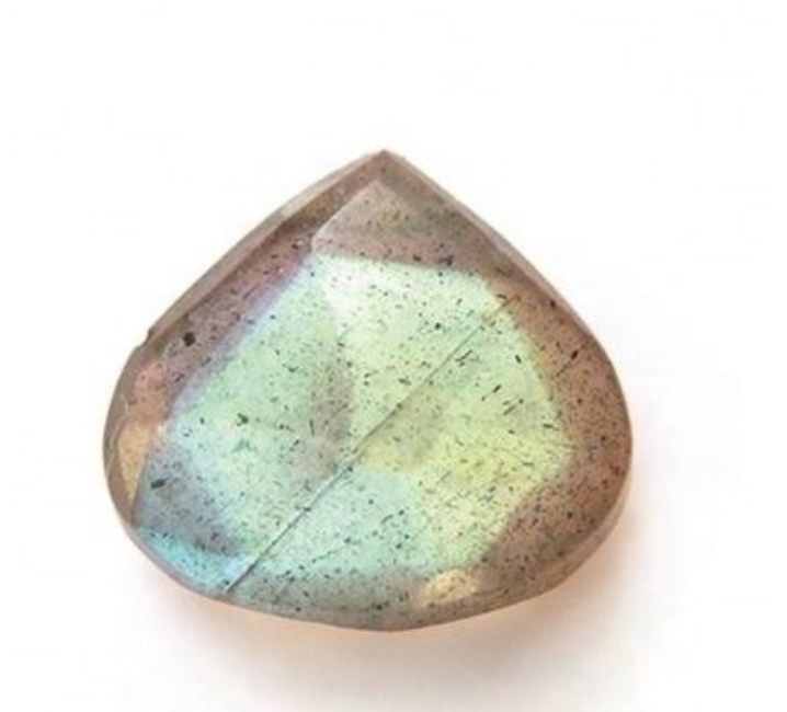 Labradorite Rainbow Grey Faceted Heart/Wide teardrop 5mm (2pc)