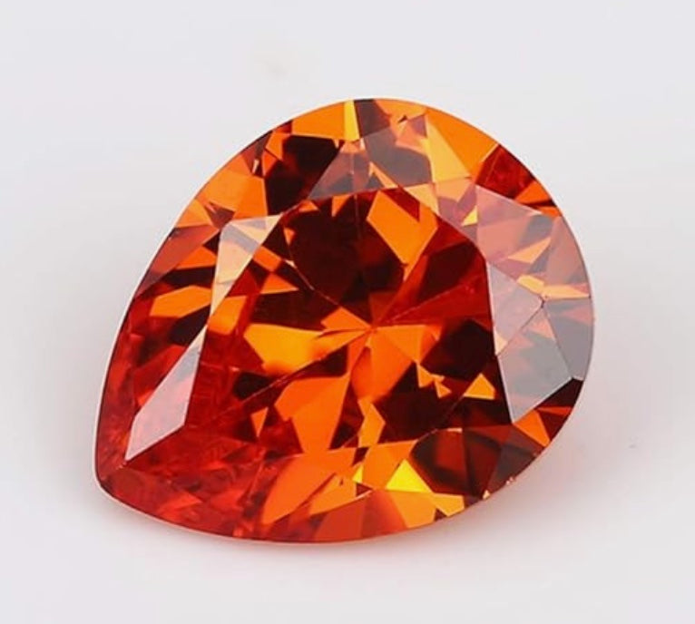 Cubic Zirconia Orange Pear, 5x7mm (5pc)