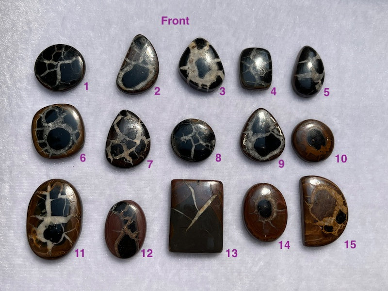 Septarian Cabochons with amazing patterns and crystal veins