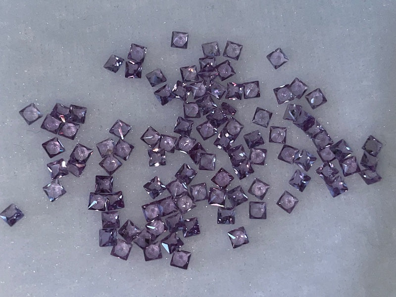 Alexandrite (Lab Created) Faceted Square 3mm or 5mm (5pc)