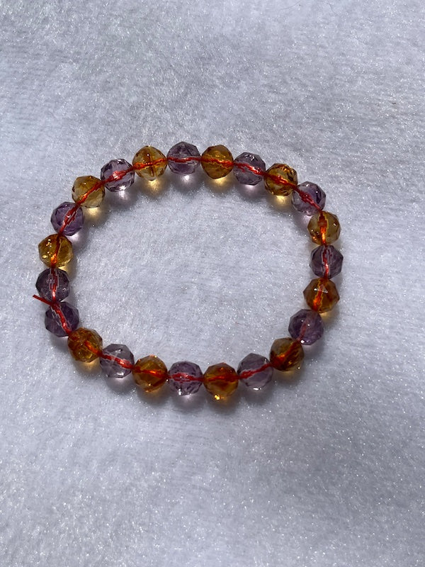 Ametrine Bracelet, Amazing faceted 7.5mm beads.