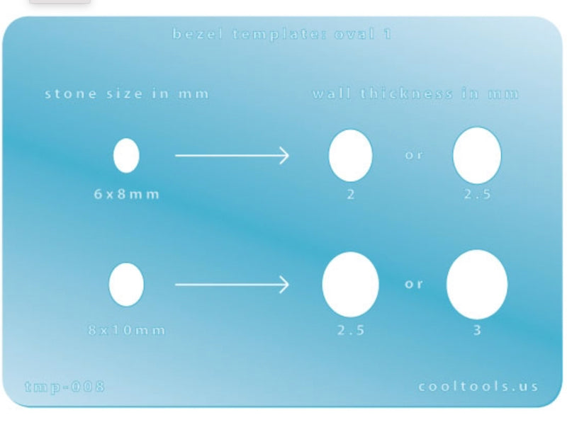 Bezel Template Oval gemstone bezel creation, 6x8 and 8x10 mm stones
