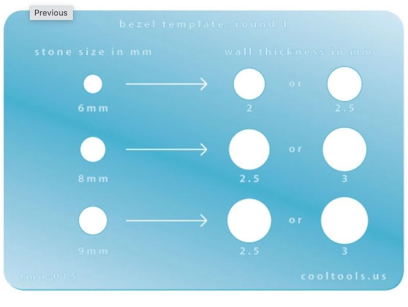 Bezel Template Round gemstone bezel creation, 6, 8 and 9 mm stones