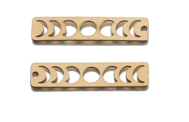 Brass Blank Moon Phases Pendant for Powder Coating or Jewelry making, 2 pack