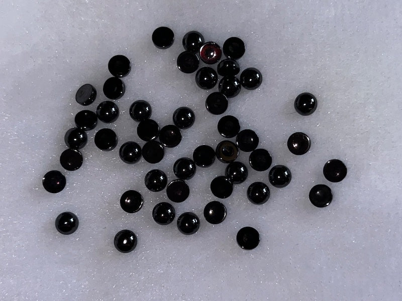 Cubic Zirconia Black Round Cabochons, dome with flat back - Various Sizes (5pc)