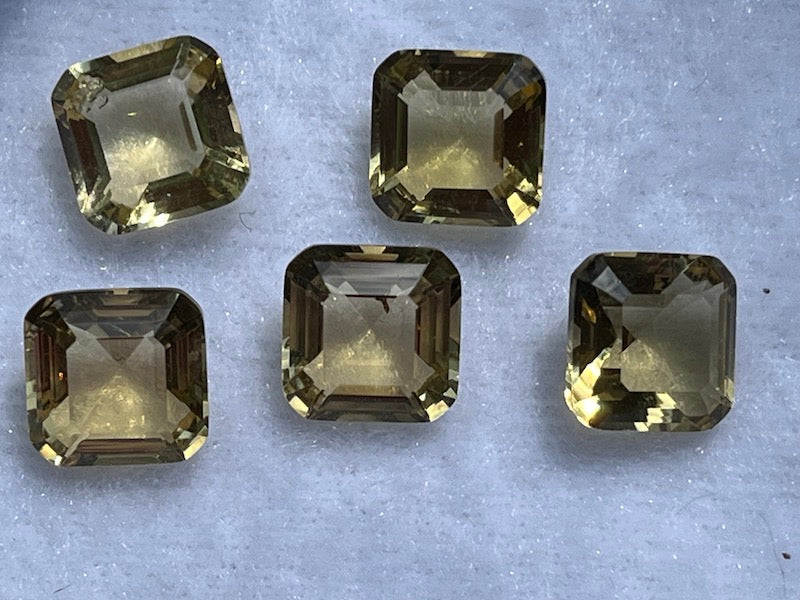 Citrine (Natural), Faceted, lemon yellow, Acher/square cut, 12mm, ea