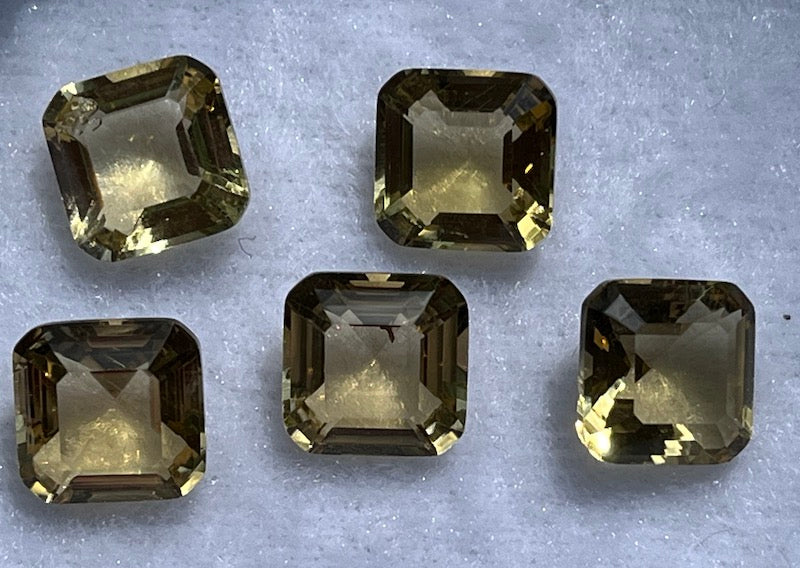 Citrine (Natural), Faceted, lemon yellow, Acher/square cut, 12mm, ea