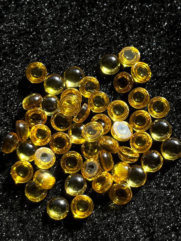 Cubic Zirconia Golden Yellow Round Cabochons, dome with flat back - Various Sizes (5pc)