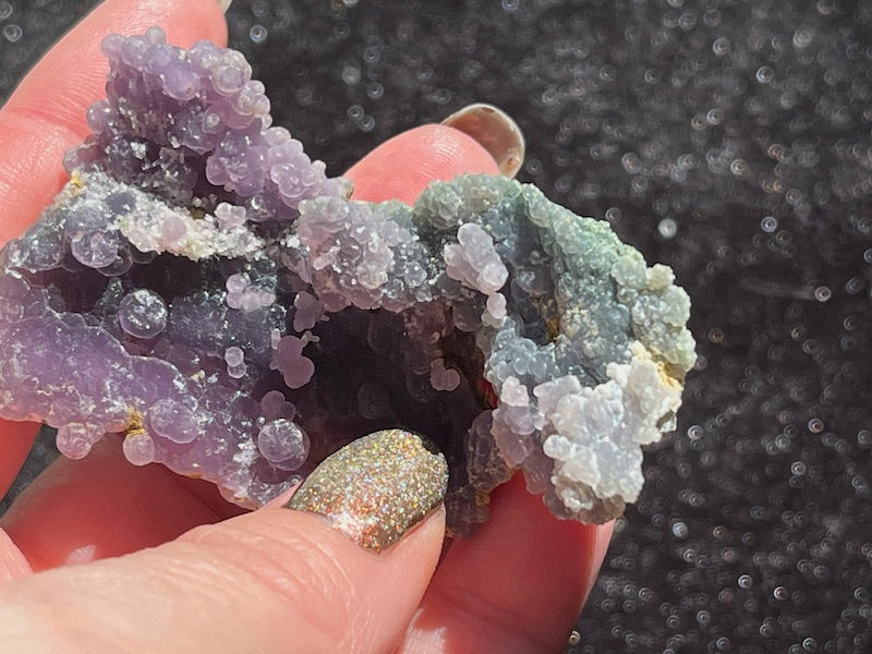 Grape agate small crystal specimen front view