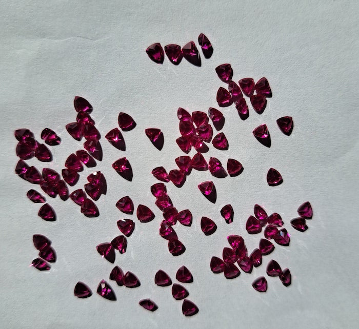 Corundum Fuchsia Pink Trillions Lab Created Gem (5pc)