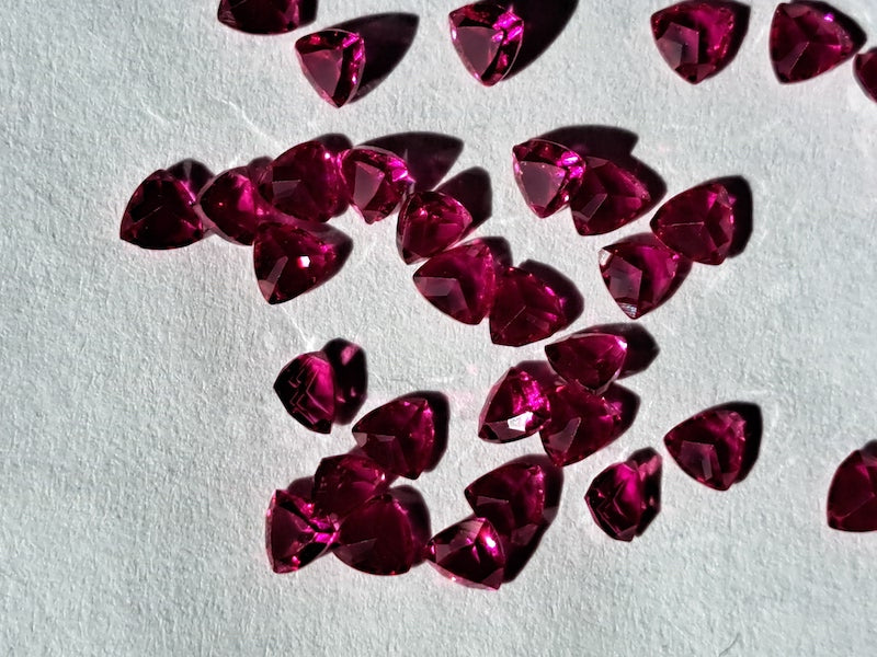 Corundum Fuchsia Pink Trillions Lab Created Gem (5pc)