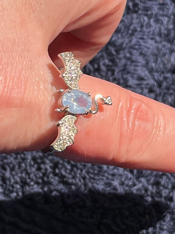 lavender amethyst sterling silver bat ring