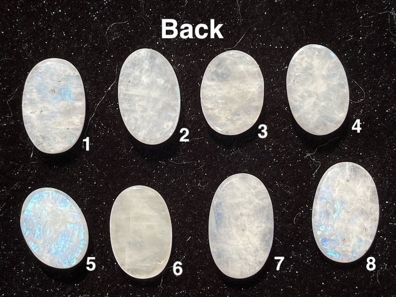 Moonstone, cabochons white with blue flash