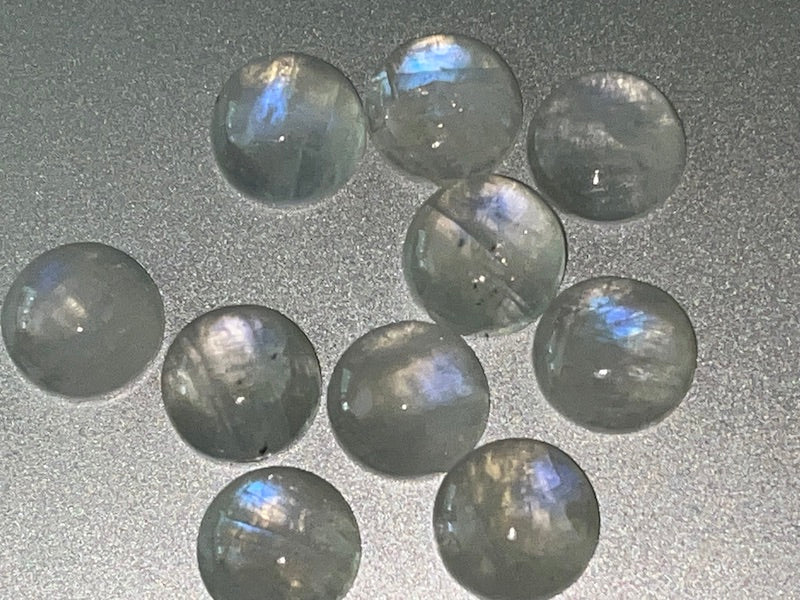 Moonstone Cabochon Blue flash, C quality, ea, 10mm