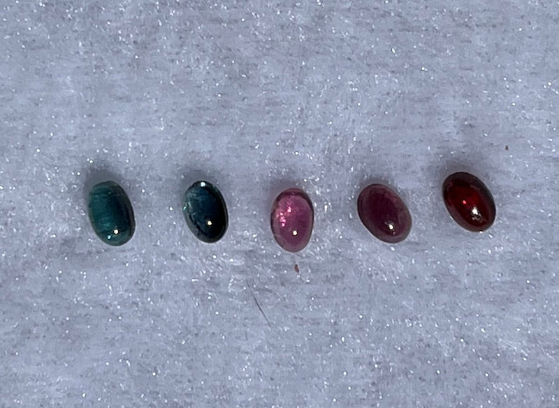 Tourmaline cabochon stones, Pink &amp; Blue, 4x6 mm. Price is for one. A quality