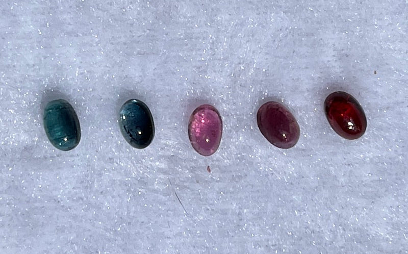 Tourmaline cabochon stones, Pink & Blue, 4x6 mm. Price is for one. A quality