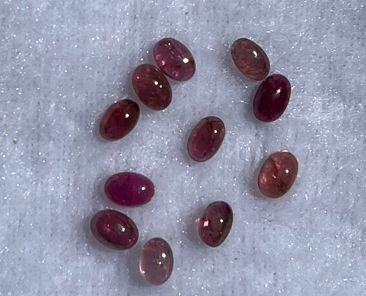 Tourmaline cabochon stones, various colours, 4x6 mm. Price is for one