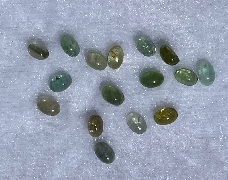 Tourmaline cabochon stones, various colours, 4x6 mm. Price is for one