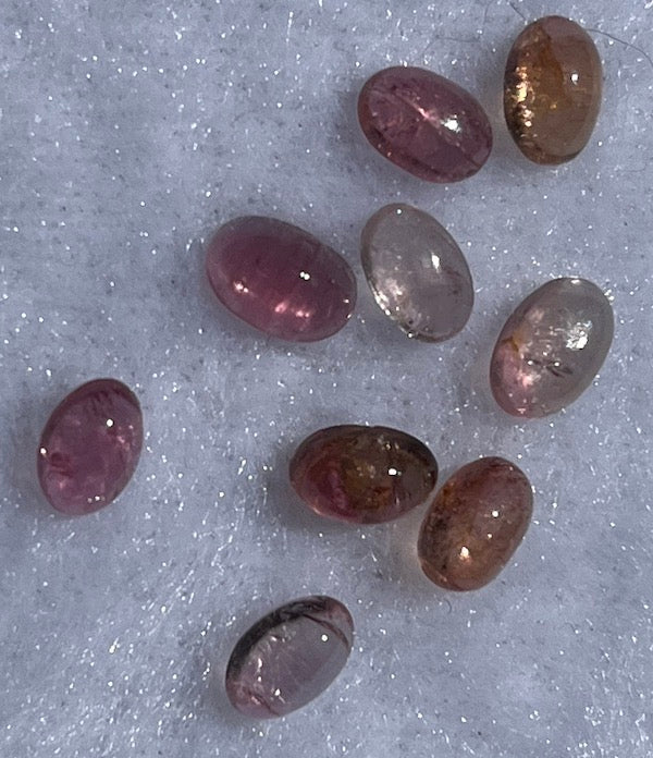 Tourmaline cabochon stones, various colours, 4x6 mm. Price is for one