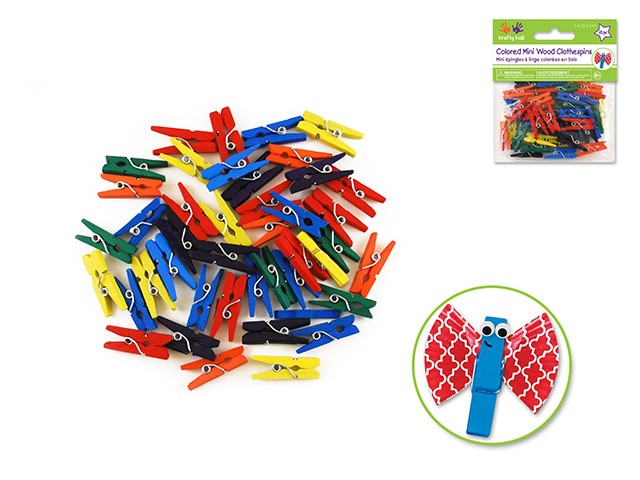 Mini clips Clothespins Multicoloured (45pc)
