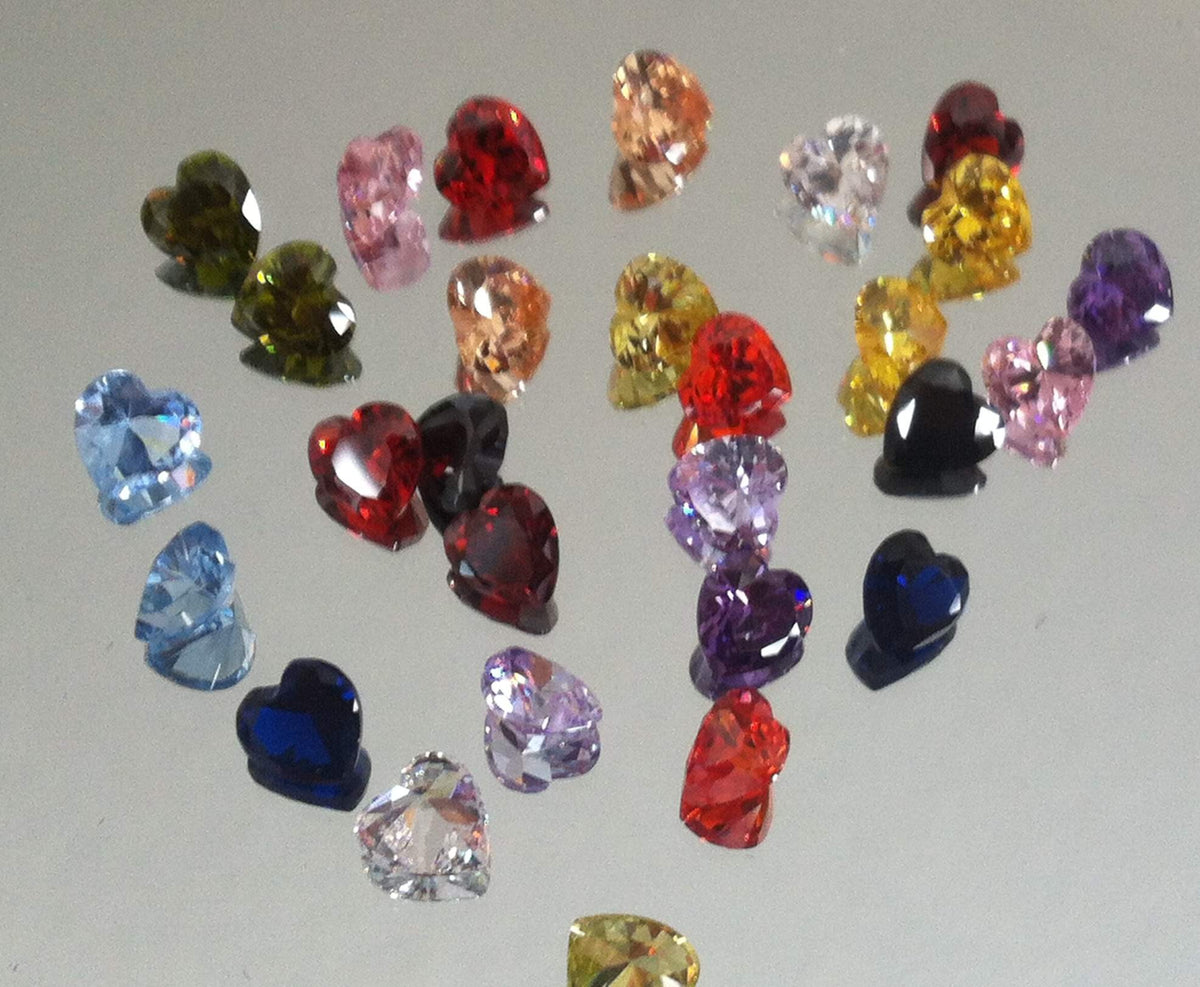 Cubic Zirconia Heart Gem 5mm Mixed Colours (25+pc)