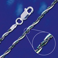 Sterling Silver Triple Twist Chain Tri-Colour 2mm 16"