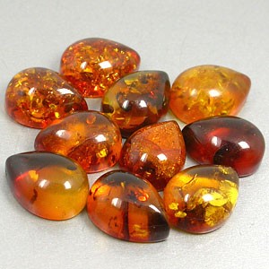Amber Cabochon Teardrops (1pc) 8x6mm