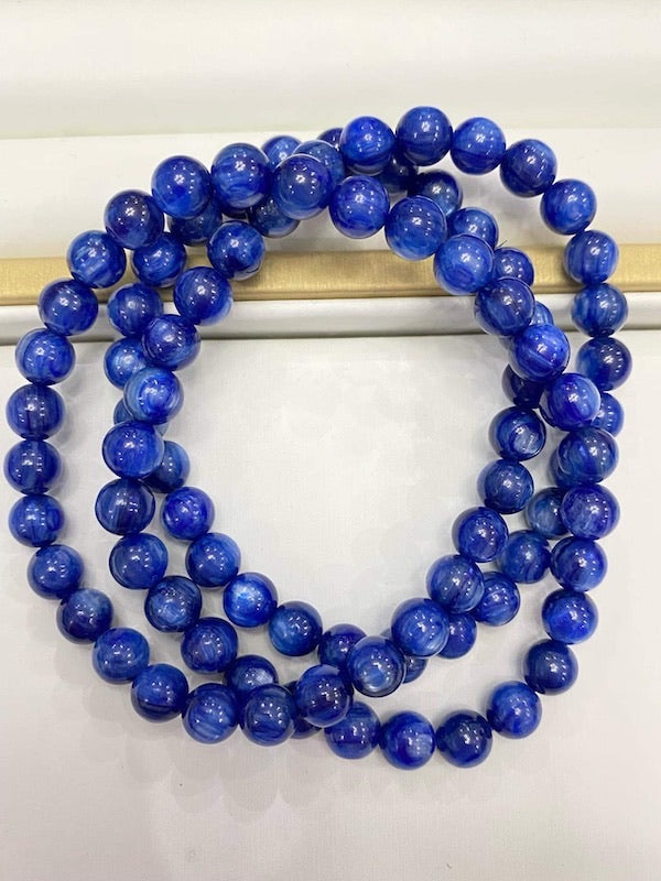 Bracelet Kyanite round beads 7 mm, can be a necklace. A+ quality