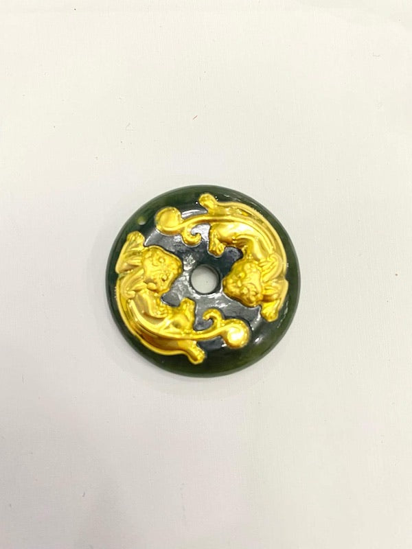 Pendant Hetian Jade, with 18 k gold foil accent