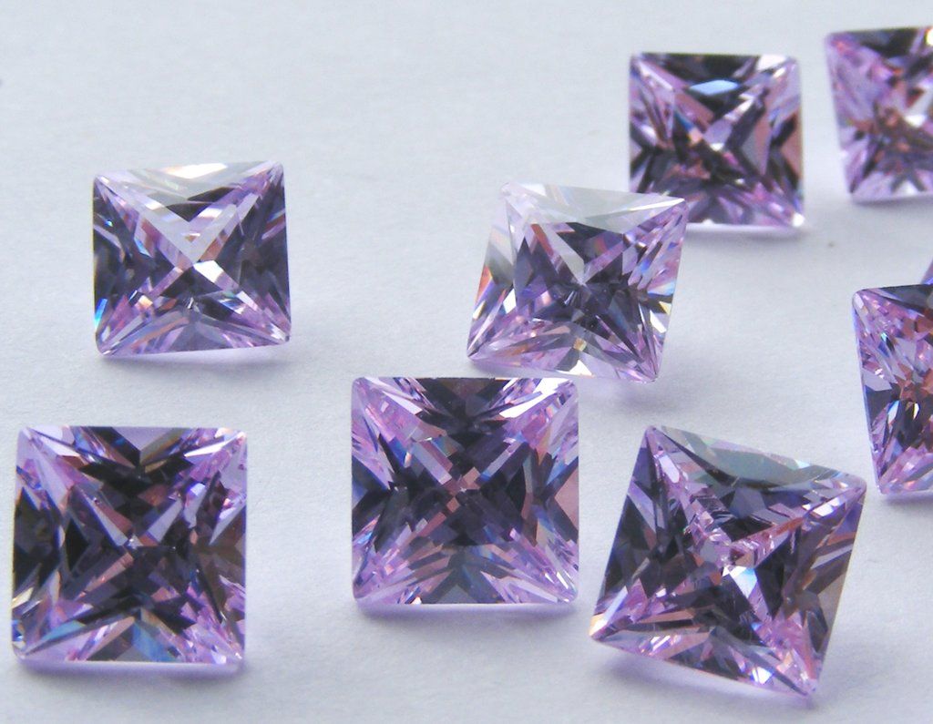 Cubic Zirconia Amethyst Purple Square - 2 sizes (5 pc)