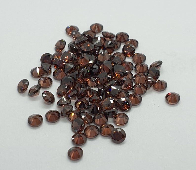 Cubic Zirconia Chocolate Brown Round - Various Sizes