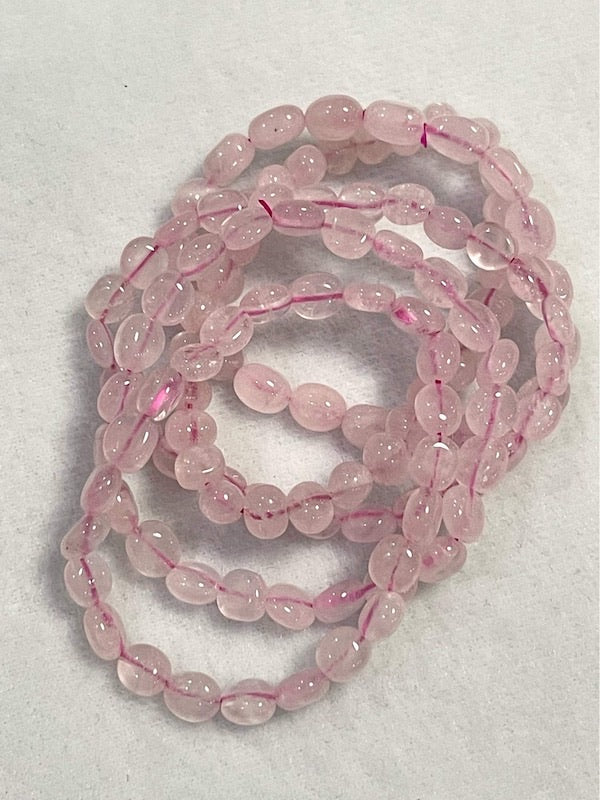 Bracelet, Rose Quartz coin bead bracelet.